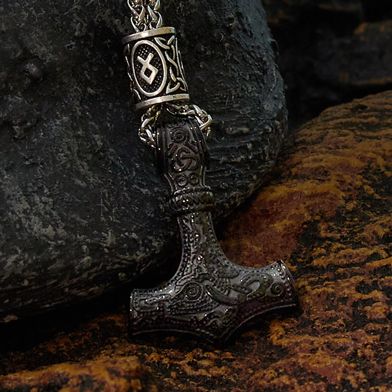 WorldNorse Mjölnir - Thor's Hammer Stainless Steel Necklace - Black - image 17