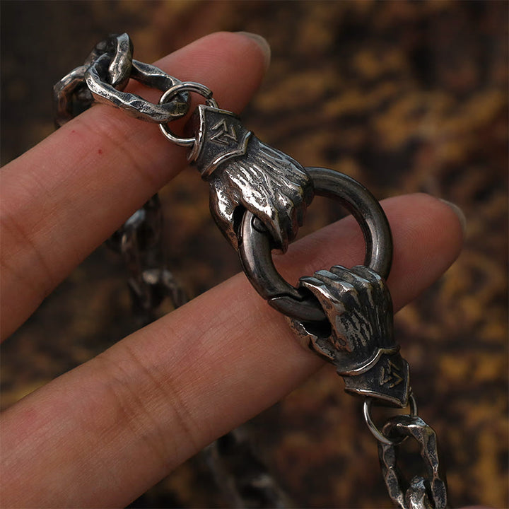 WorldNorse Handmade Viking Fist Silver Cable Bracelet / Necklace