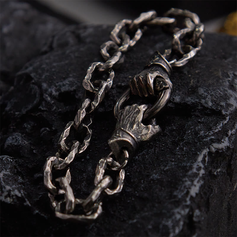 WorldNorse Handmade Viking Fist Silver Cable Bracelet / Necklace