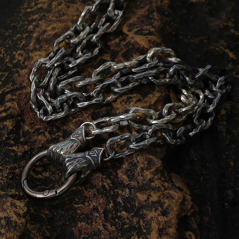 WorldNorse Handmade Viking Fist Silver Cable Bracelet / Necklace