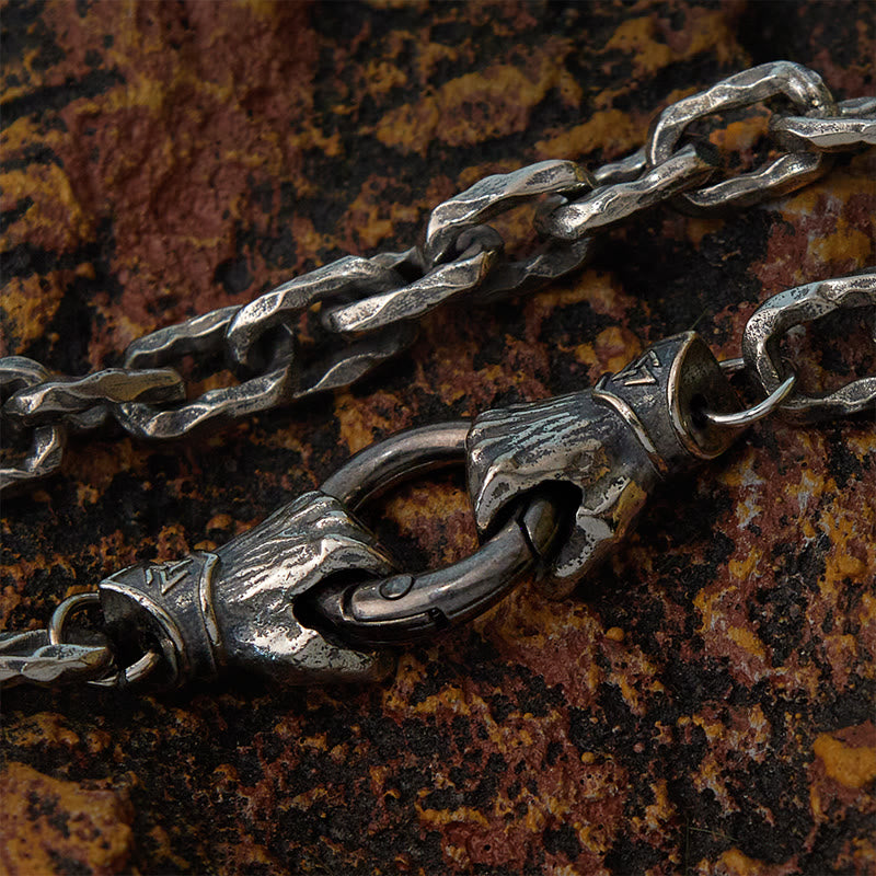 WorldNorse Handmade Viking Fist Silver Cable Bracelet / Necklace