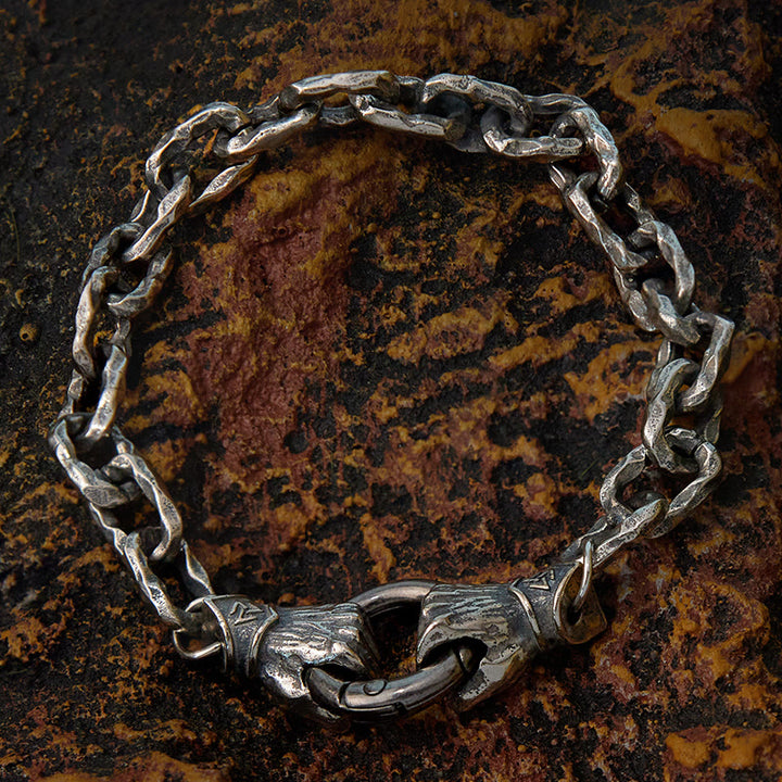 WorldNorse Handmade Viking Fist Silver Cable Bracelet / Necklace