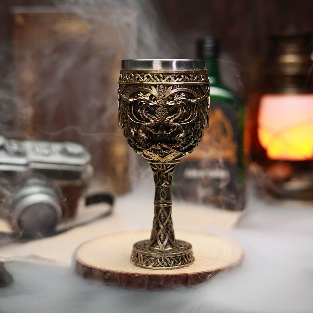 WorldNorse Celtic Knot Double Dragon Goblet