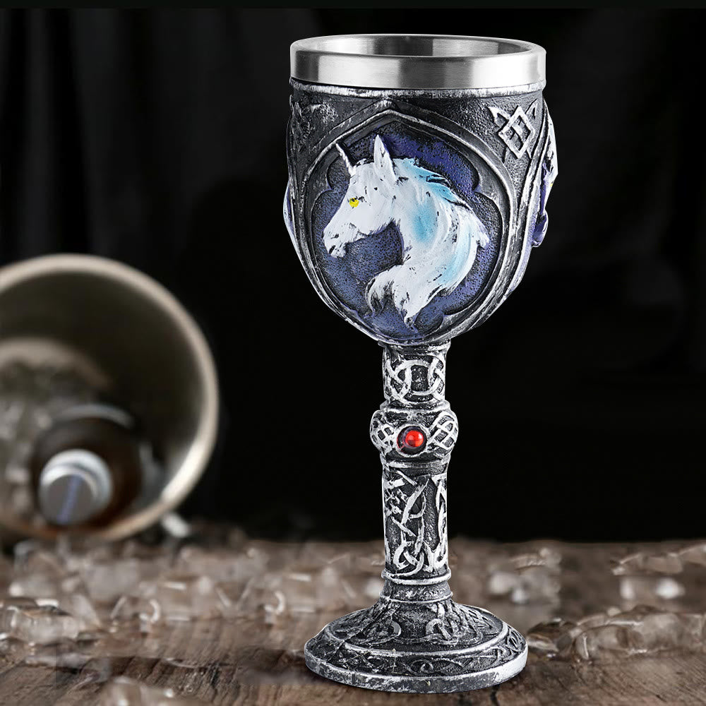 WorldNorse Wolf Unicorn Chalice Goblet