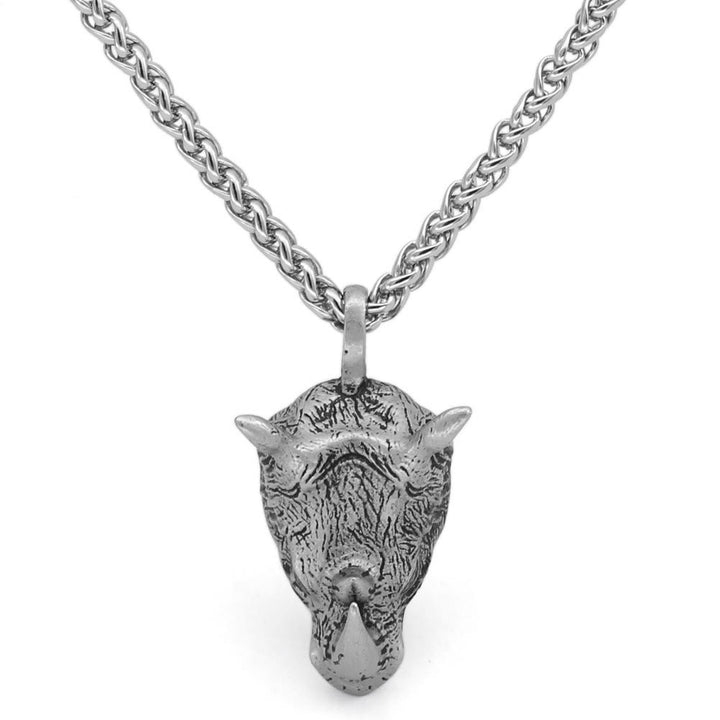 WorldNorse Rhino Head Animal Necklace