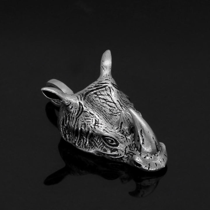 WorldNorse Rhino Head Animal Necklace
