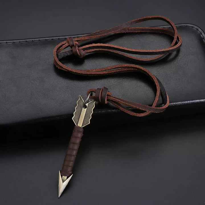 WorldNorse Vintage Arrow Finn Leather Necklace