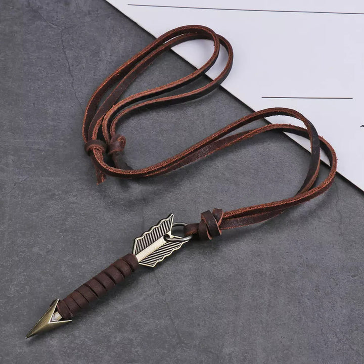 WorldNorse Vintage Arrow Finn Leather Necklace