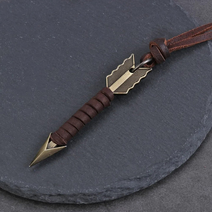 WorldNorse Vintage Arrow Finn Leather Necklace