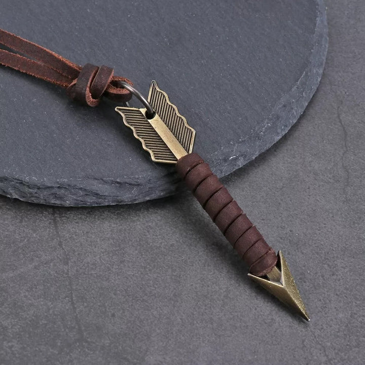 WorldNorse Vintage Arrow Finn Leather Necklace