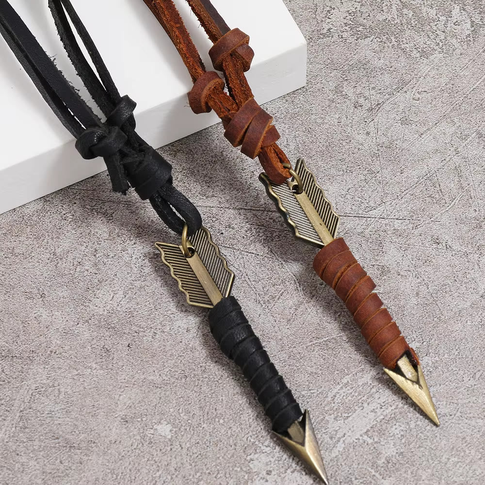 WorldNorse Vintage Arrow Finn Leather Necklace