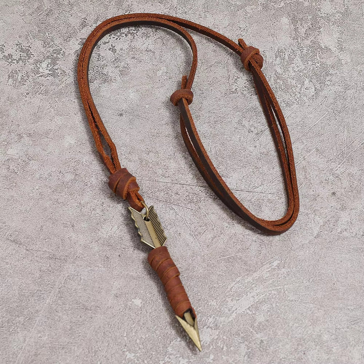 WorldNorse Vintage Arrow Finn Leather Necklace