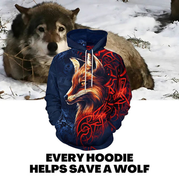 WorldNorse Ice Fire Wolves Hoodie