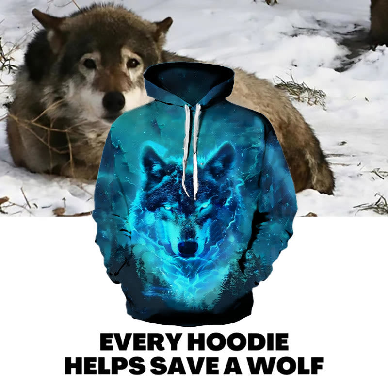 WorldNorse Galactic Cosmic Wolf Hoodie