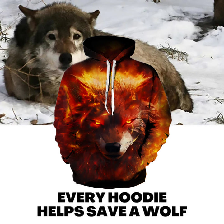 WorldNorse Fiery Fury Wolf Hoodie