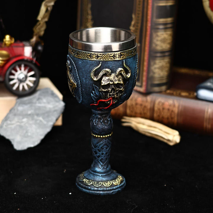 WorldNorse Gothic Skull Raven Goblet