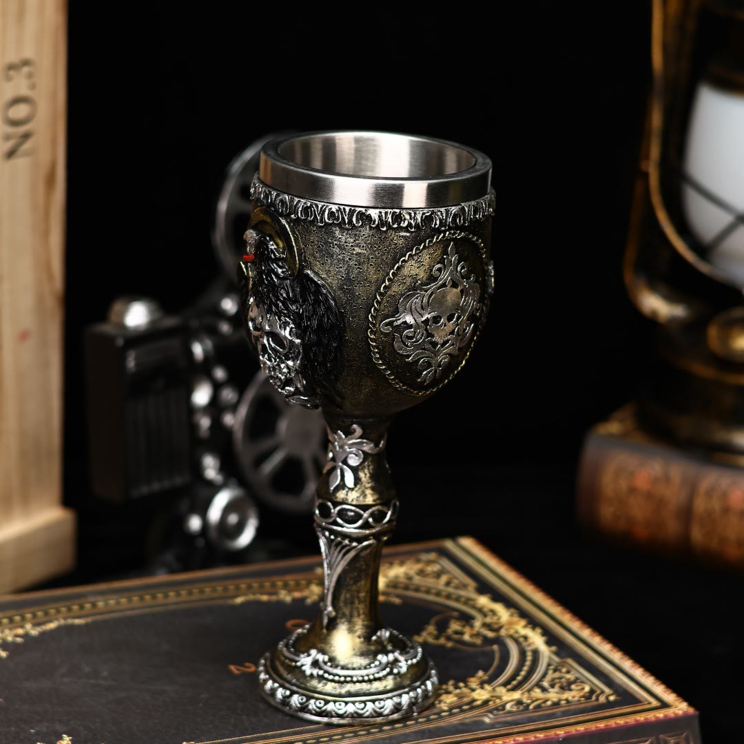 WorldNorse Gothic Skull Raven Goblet