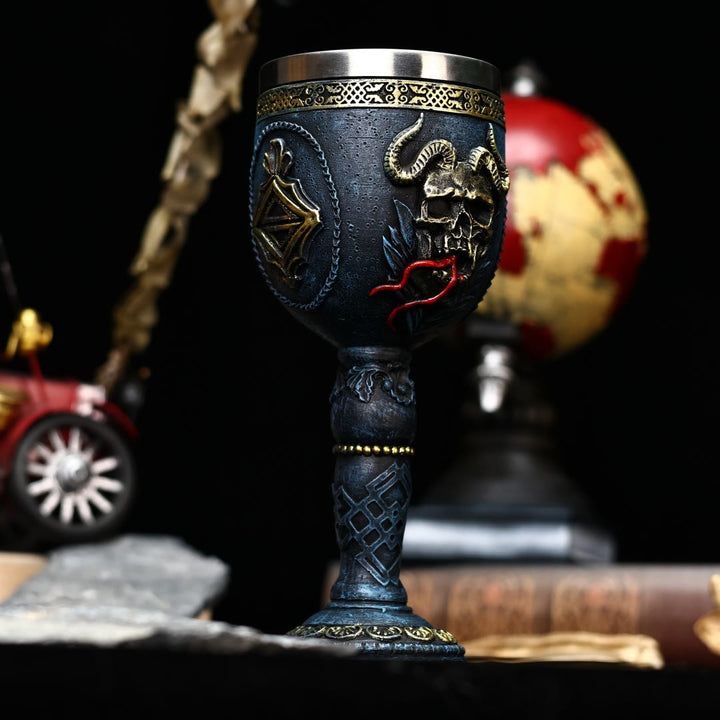 WorldNorse Gothic Skull Raven Goblet