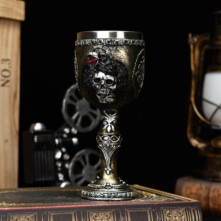 WorldNorse Gothic Skull Raven Goblet