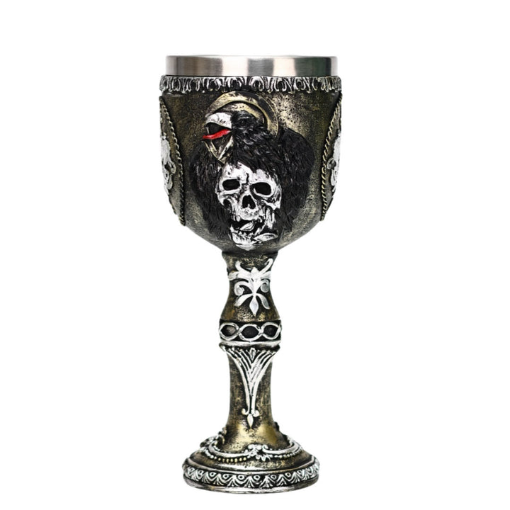 WorldNorse Gothic Skull Raven Goblet