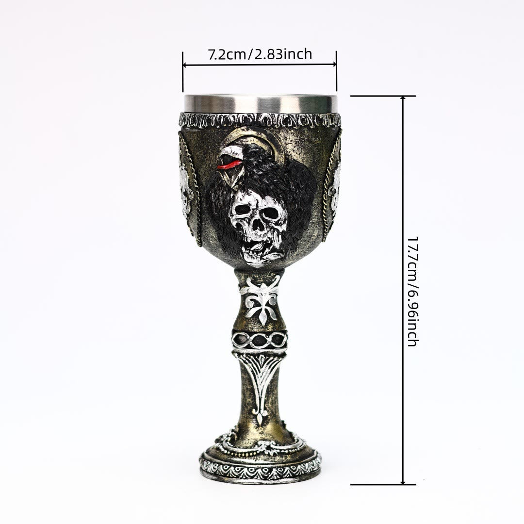 WorldNorse Gothic Skull Raven Goblet