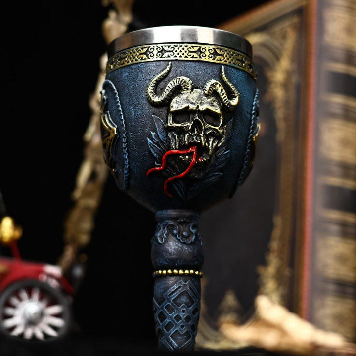 WorldNorse Gothic Skull Raven Goblet