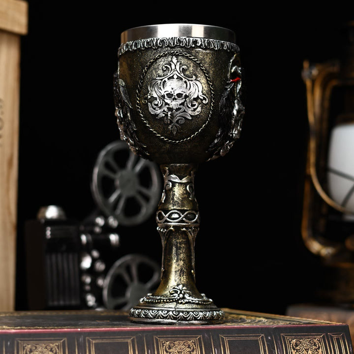 WorldNorse Gothic Skull Raven Goblet