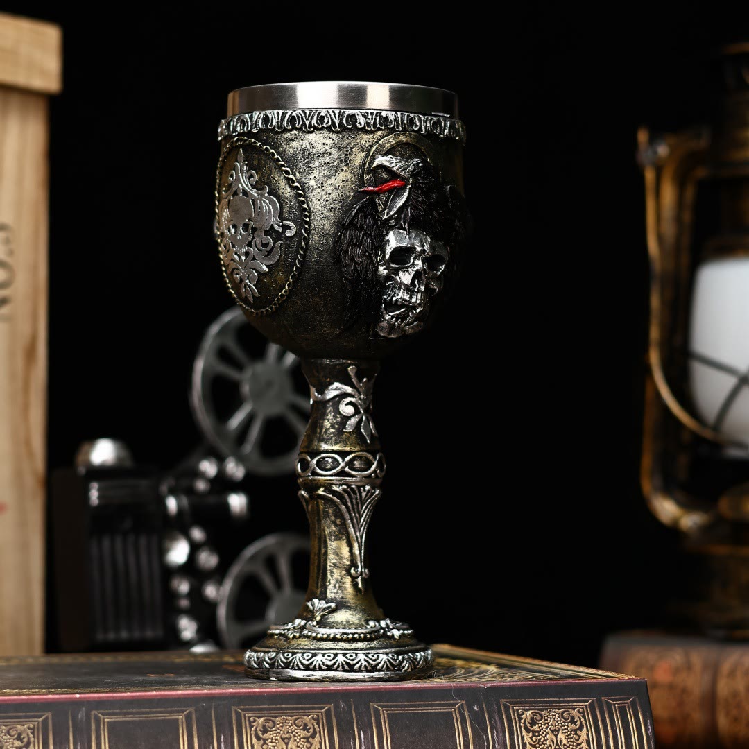 WorldNorse Gothic Skull Raven Goblet