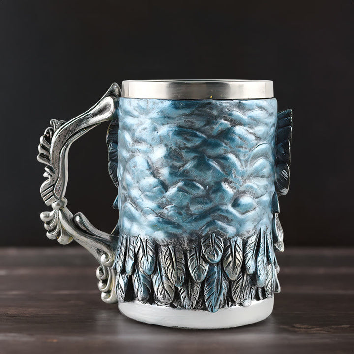 WorldNorse Feather Skull Beer Coffee Mug