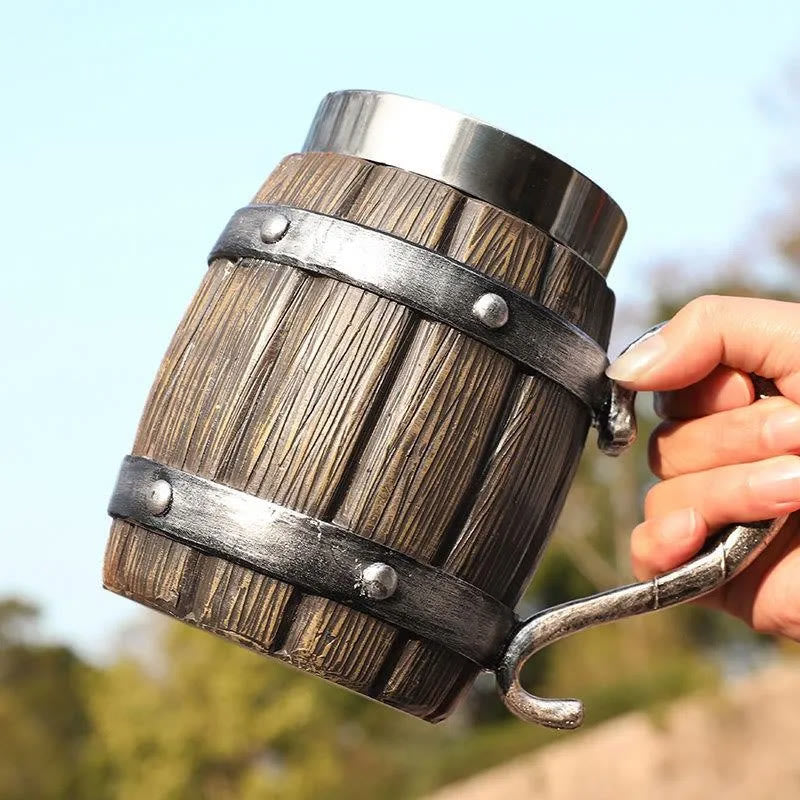 WorldNorse Wooden Barrel Beer Mug