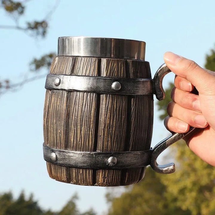 WorldNorse Wooden Barrel Beer Mug