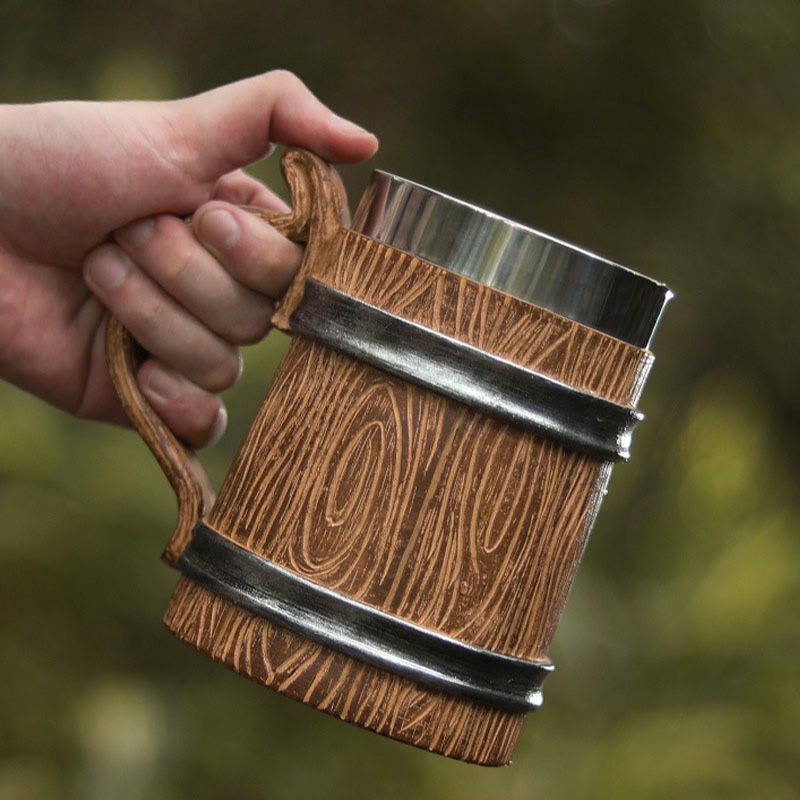 WorldNorse 20oz Wood Grain Beer Mug