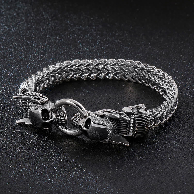 WorldNorse Nordic Patterns Cube Link Bracelet - Skull - 22cm - image 6