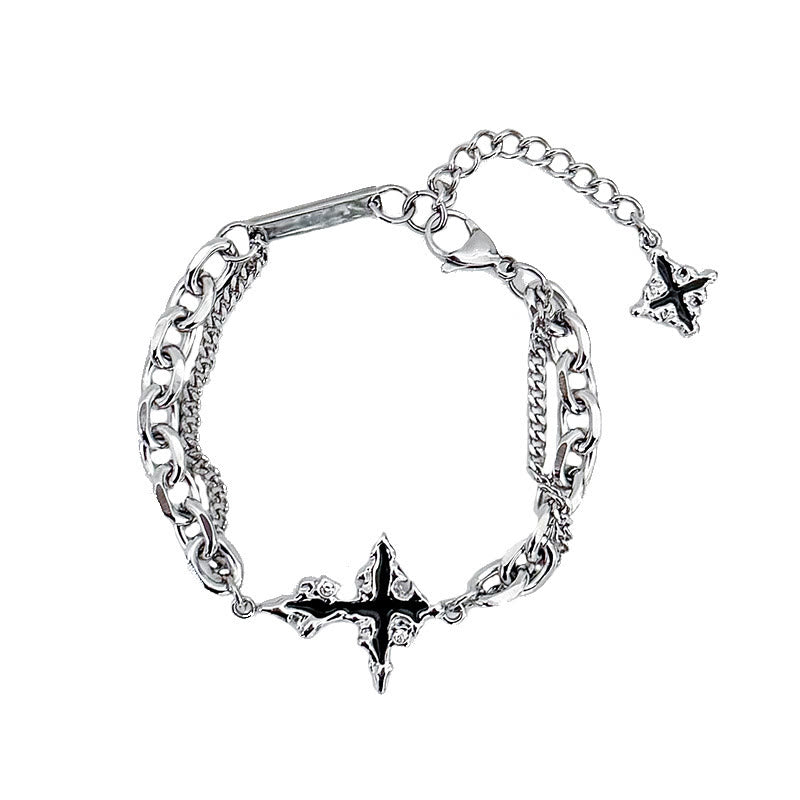 WorldNorse Darkness Cross Cable Chain Bracelet