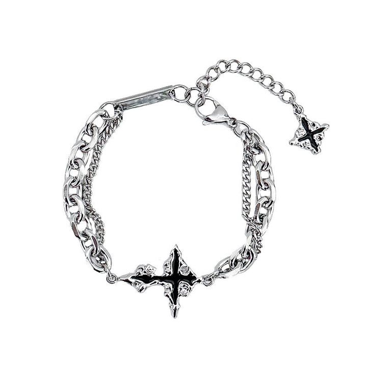 WorldNorse Darkness Cross Cable Chain Bracelet