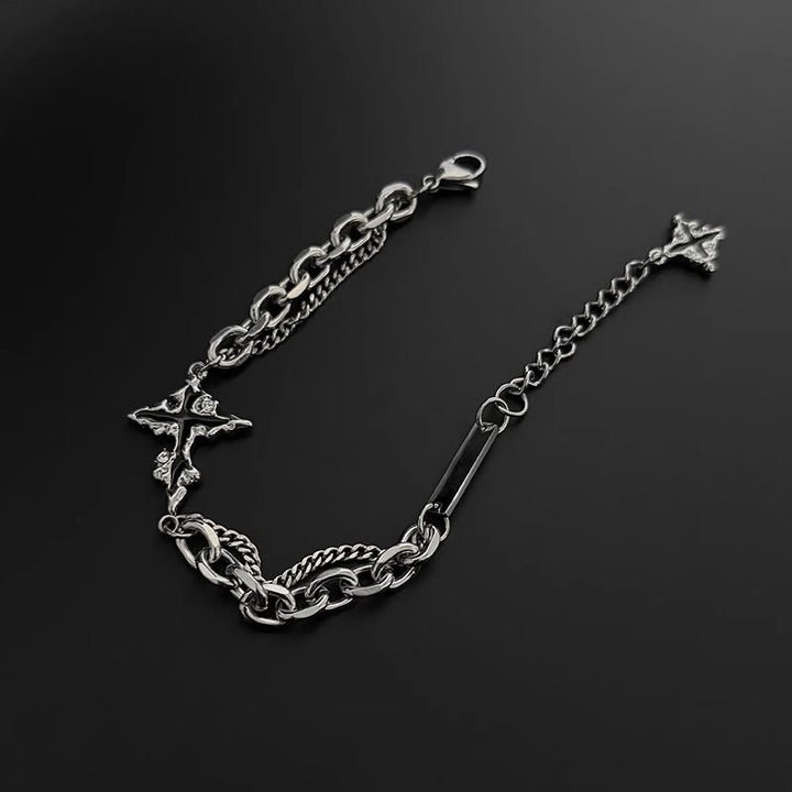 WorldNorse Darkness Cross Cable Chain Bracelet