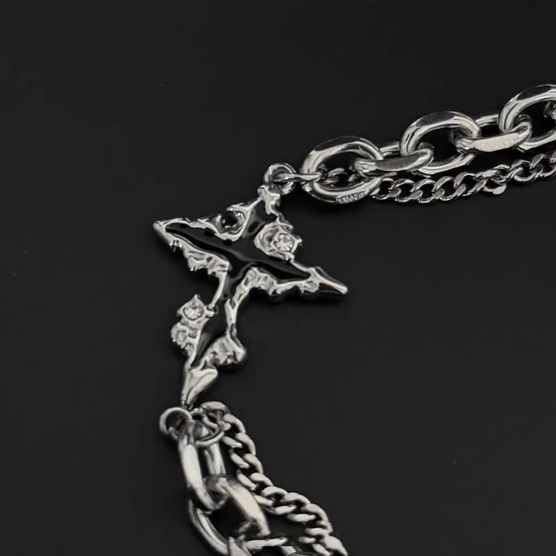 WorldNorse Darkness Cross Cable Chain Bracelet