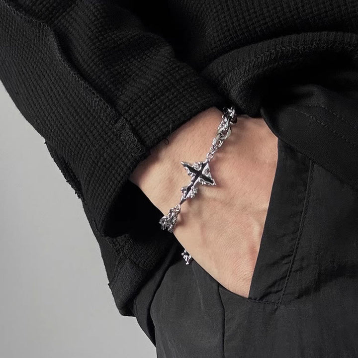 WorldNorse Darkness Cross Cable Chain Bracelet