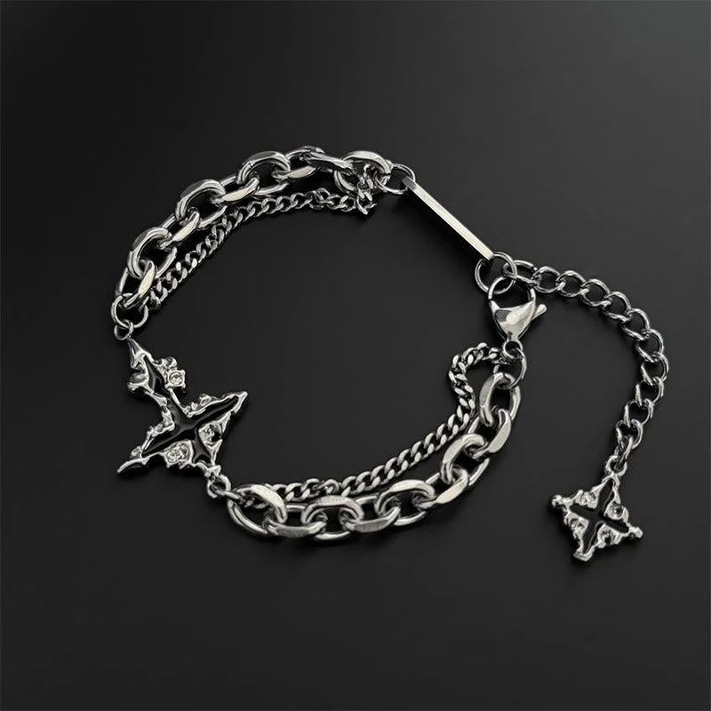 WorldNorse Darkness Cross Cable Chain Bracelet