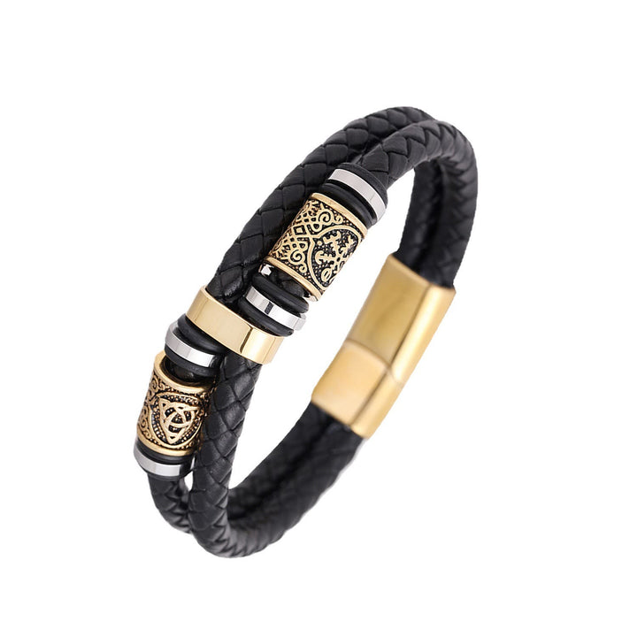 WorldNorse Norse Symbol Magnetic Clasp Braided Leather Bracelet