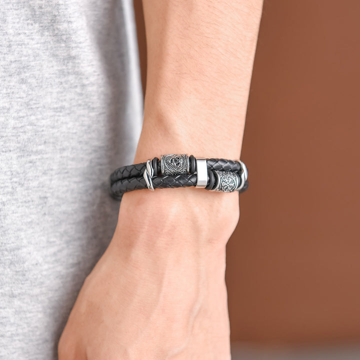 WorldNorse Norse Symbol Magnetic Clasp Braided Leather Bracelet - image 7