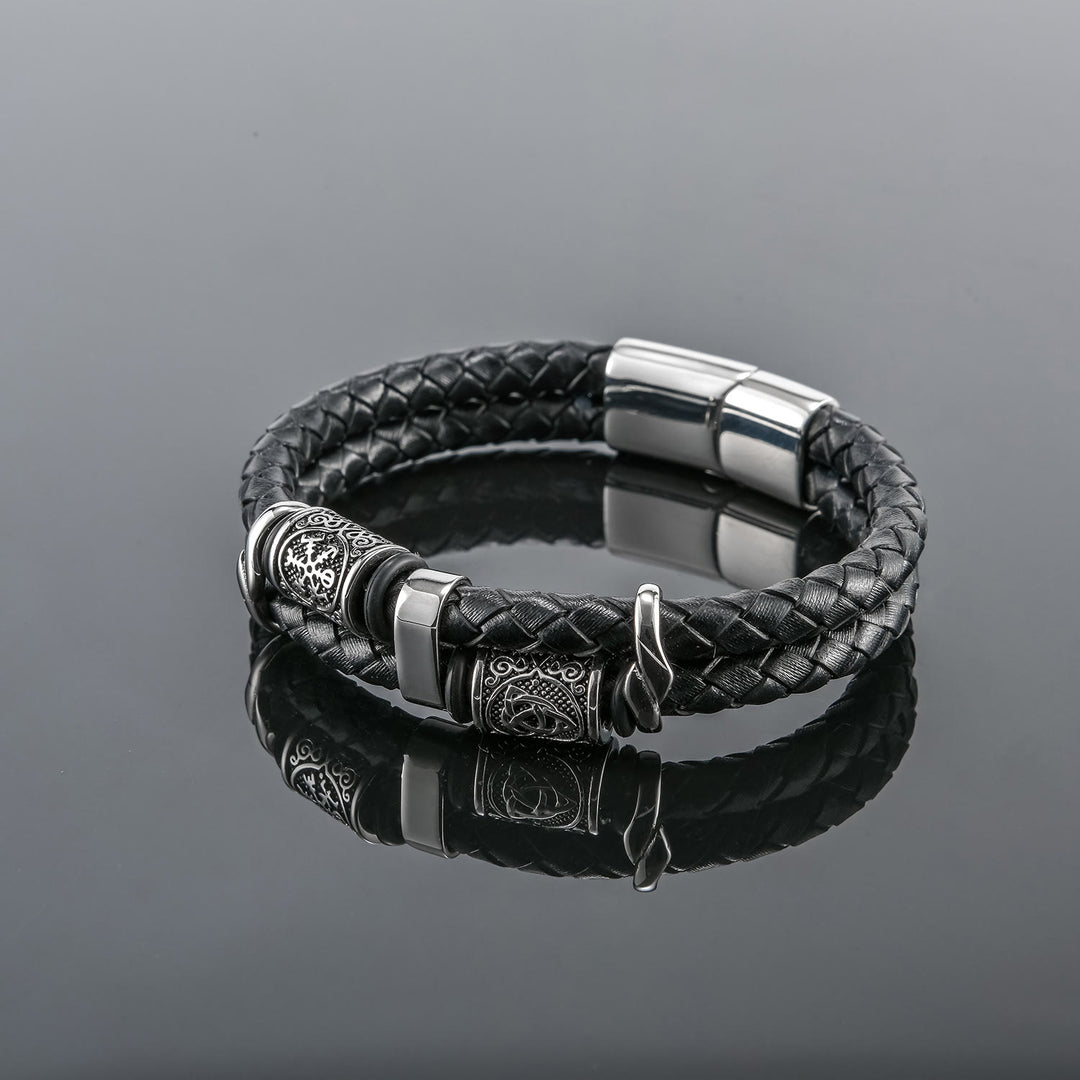 WorldNorse Norse Symbol Magnetic Clasp Braided Leather Bracelet - image 8