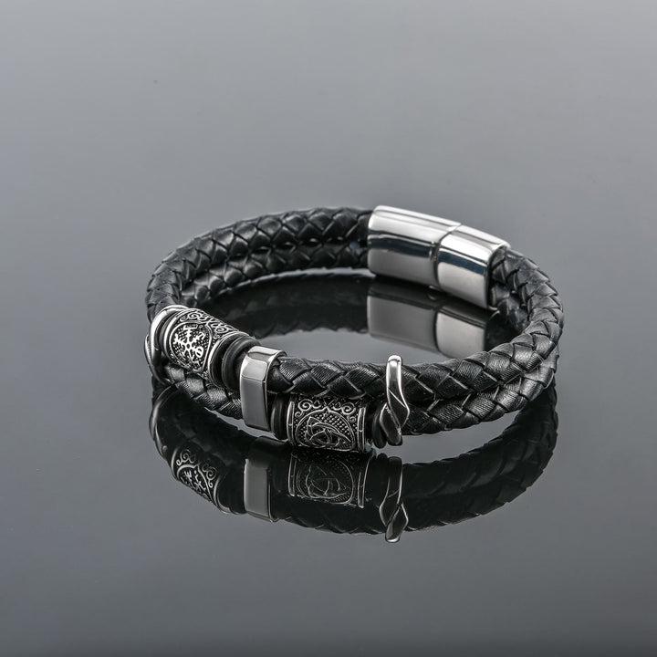 WorldNorse Norse Symbol Magnetic Clasp Braided Leather Bracelet - image 8