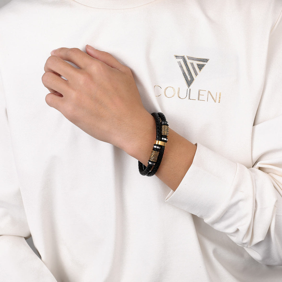 WorldNorse Norse Symbol Magnetic Clasp Braided Leather Bracelet - image 1