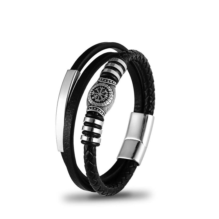 WorldNorse Vegvisir Triple-Row Braided Leather Bracelet - image 5