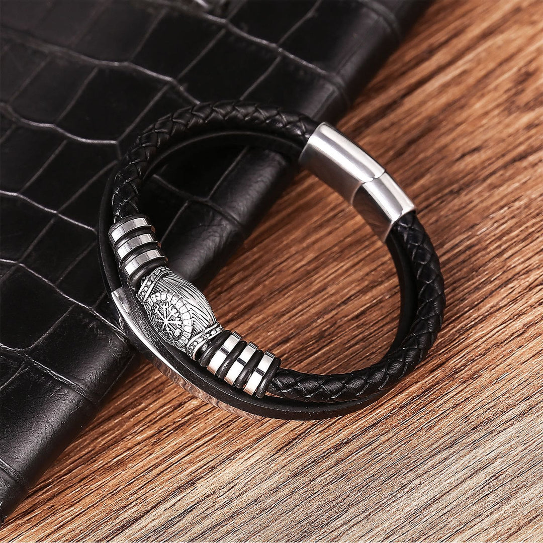 WorldNorse Vegvisir Triple-Row Braided Leather Bracelet - image 4
