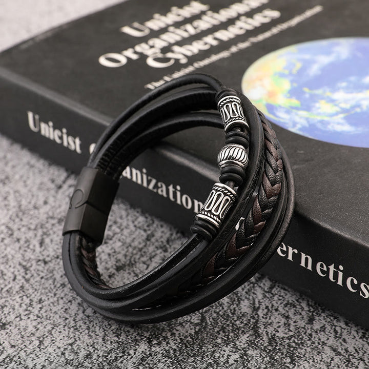 WorldNorse Mulit-Layer Magnetic Clasp Leather Bracelet