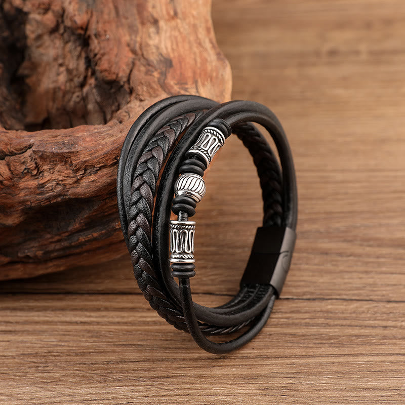 WorldNorse Mulit-Layer Magnetic Clasp Leather Bracelet