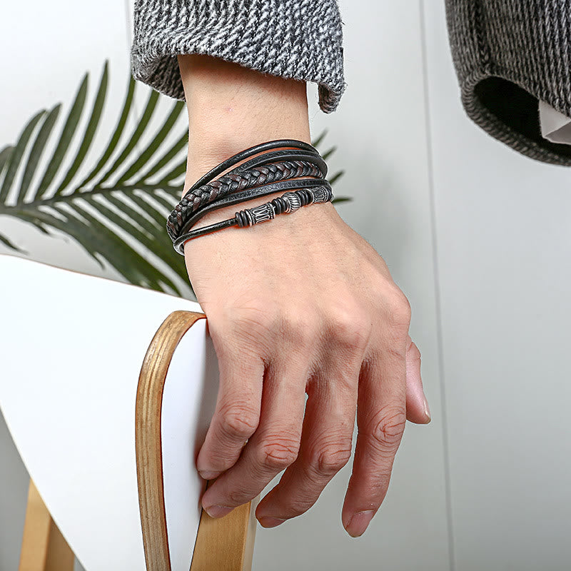 WorldNorse Mulit-Layer Magnetic Clasp Leather Bracelet - image 1