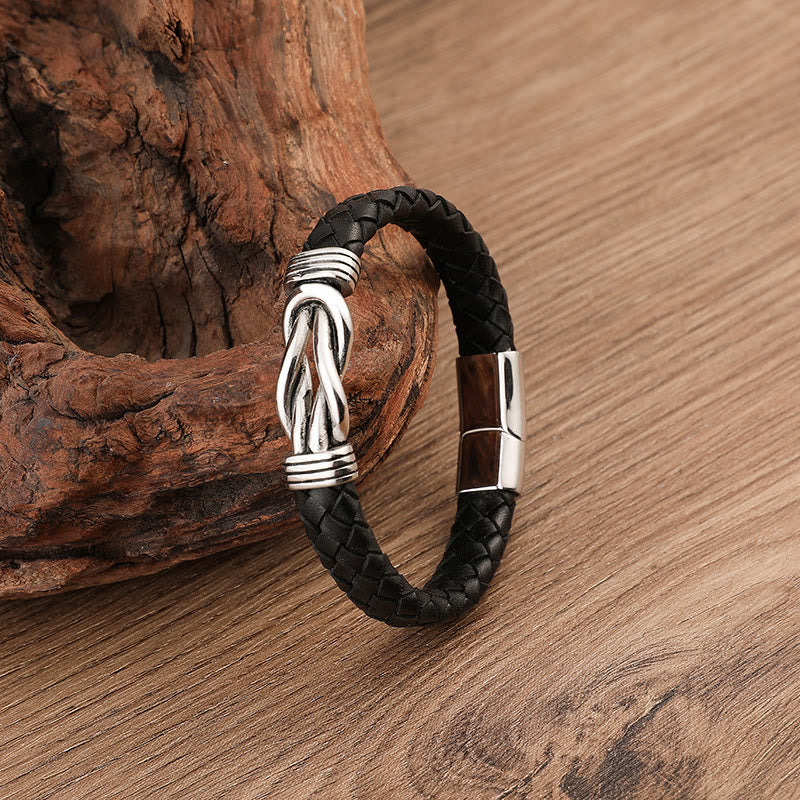 WorldNorse Infinity Stainless Steel Leather Braided Bracelet